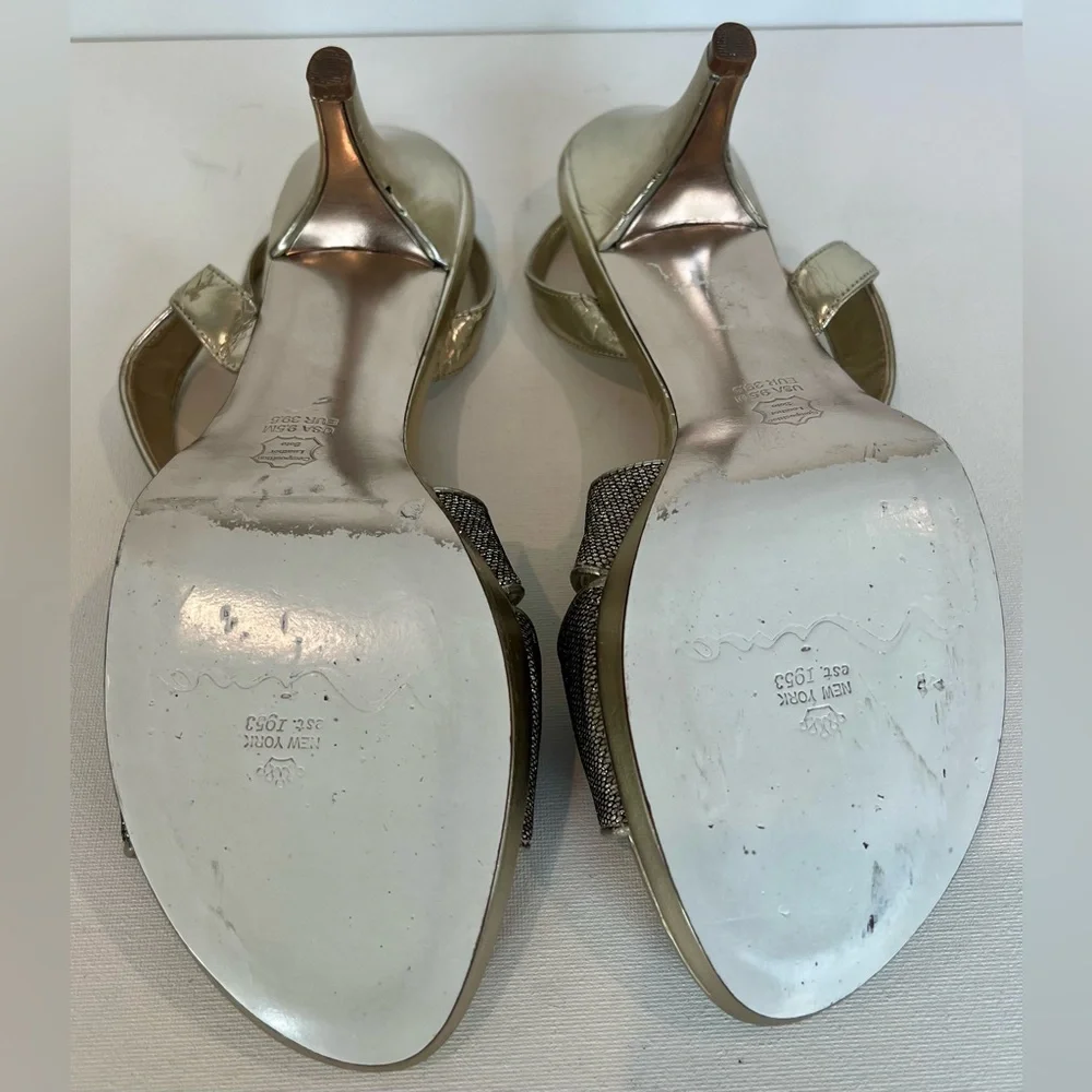 Nina Women’s Leather Slingback Gold Silver Heels  Size 9.5 - Picture 7 of 10